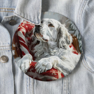 English Setter Dog Weihnachtsfest Button