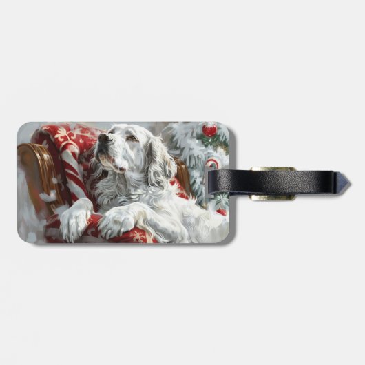 English Setter Dog Weihnachtsfest Gepäckanhänger (Rückseite horizontal)