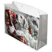 English Setter Dog Weihnachtsfest Große Geschenktüte (Rückseite Schrägansicht)