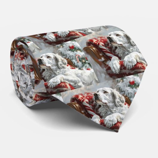 English Setter Dog Weihnachtsfest Krawatte (Gerollt)