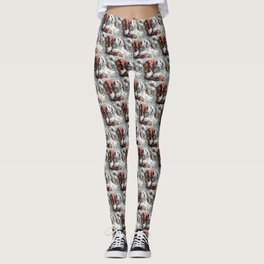 English Setter Dog Weihnachtsfest Leggings (Vorderseite)