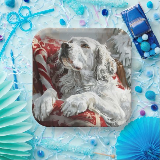 English Setter Dog Weihnachtsfest Pappteller (Party)