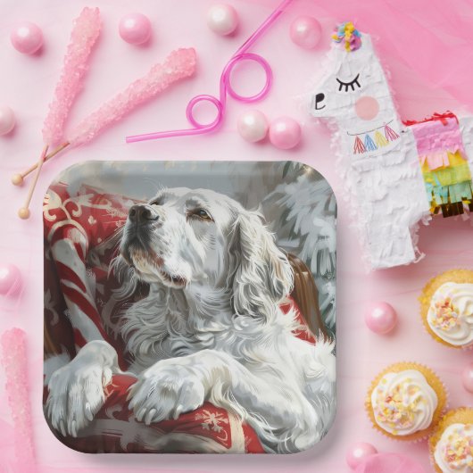 English Setter Dog Weihnachtsfest Pappteller (Party)