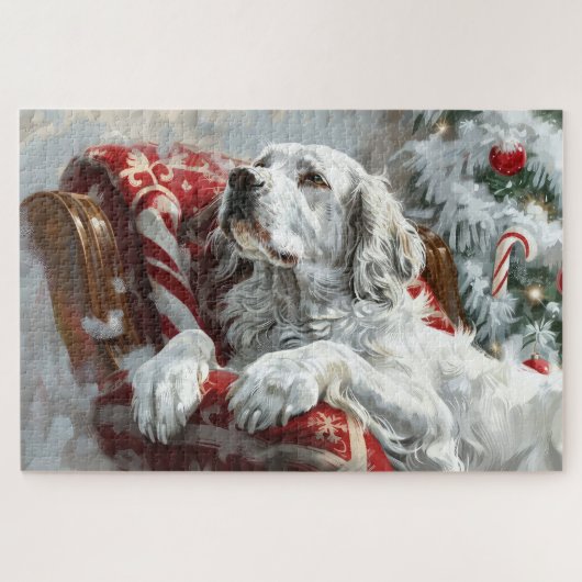 English Setter Dog Weihnachtsfest Puzzle (Horizontal)
