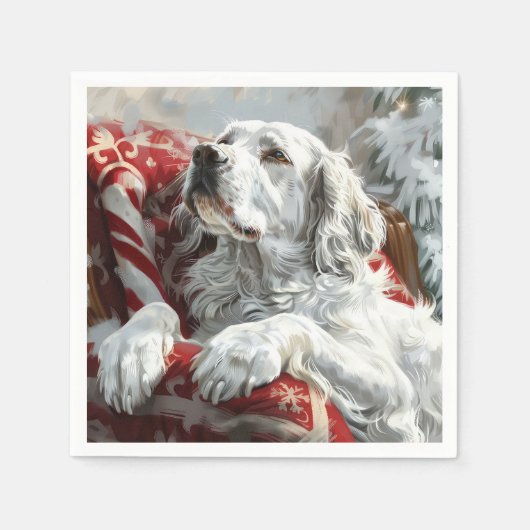 English Setter Dog Weihnachtsfest Serviette (Vorderseite)