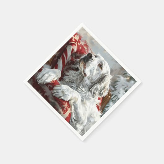 English Setter Dog Weihnachtsfest Serviette (Ecke)