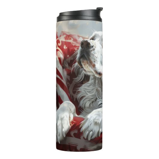 English Setter Dog Weihnachtsfest Thermosbecher (Nach links gedreht)