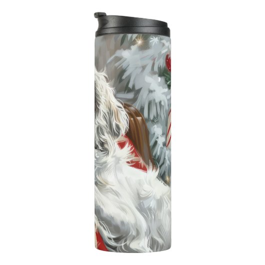 English Setter Dog Weihnachtsfest Thermosbecher (Nach rechts gedreht)