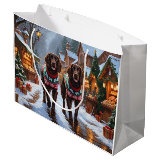English Setter Dogs Christmas Snow Holiday Große Geschenktüte (Rückseite Schrägansicht)