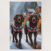 English Setter Dogs Christmas Snow Holiday Puzzle (Vertikal)