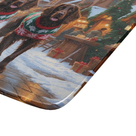 English Setter Dogs Christmas Snow Holiday Schneidebrett (Ecke)