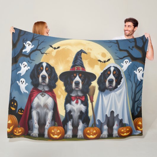 English Setter Dogs Pumpkin Halloween Funny Fleecedecke (Beispiel)