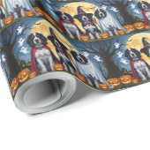 English Setter Dogs Pumpkin Halloween Funny Geschenkpapier (Rolleneckpunkt)