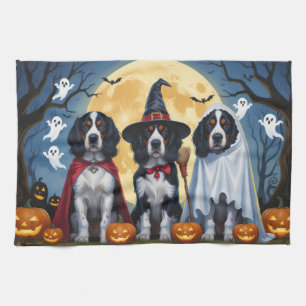 English Setter Dogs Pumpkin Halloween Funny Geschirrtuch