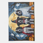 English Setter Dogs Pumpkin Halloween Funny Geschirrtuch (Vertikal)