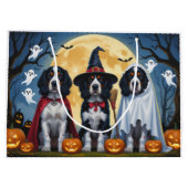 English Setter Dogs Pumpkin Halloween Funny Große Geschenktüte (Rückseite)