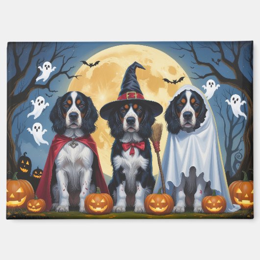 English Setter Dogs Pumpkin Halloween Funny Magnet (Vorderseite)