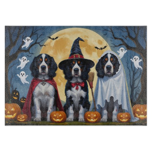 English Setter Dogs Pumpkin Halloween Funny Schneidebrett (Vorderseite)