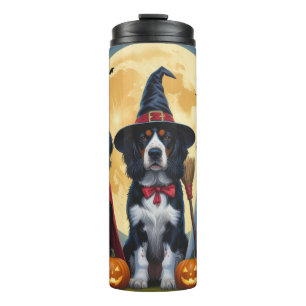 English Setter Dogs Pumpkin Halloween Funny Thermosbecher