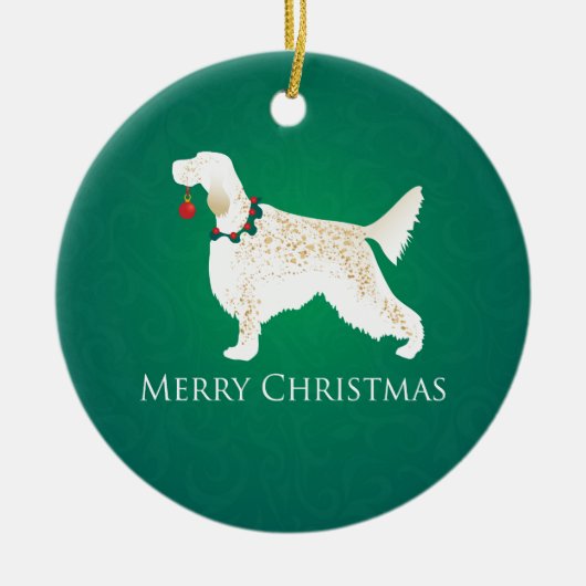 English Setter Frohe Weihnachtsgestaltung Keramik Ornament (Vorne)