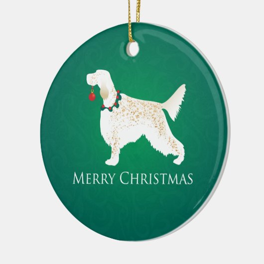 English Setter Frohe Weihnachtsgestaltung Keramik Ornament (Links)