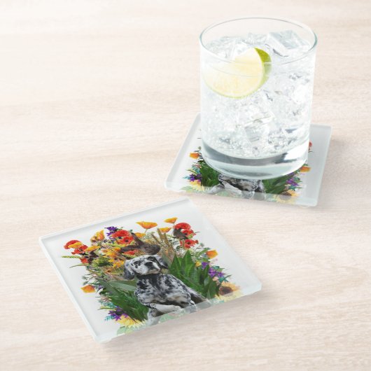 English Setter Glasuntersetzer (Schrägansicht)