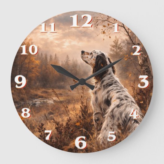 English Setter Große Wanduhr (Vorderseite)
