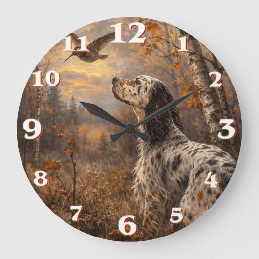 English Setter Große Wanduhr (Vorderseite)