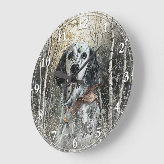 English Setter Große Wanduhr (Winkel)