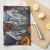 English Setter Halloween Spooky Geschirrtuch (Viertel Falte)