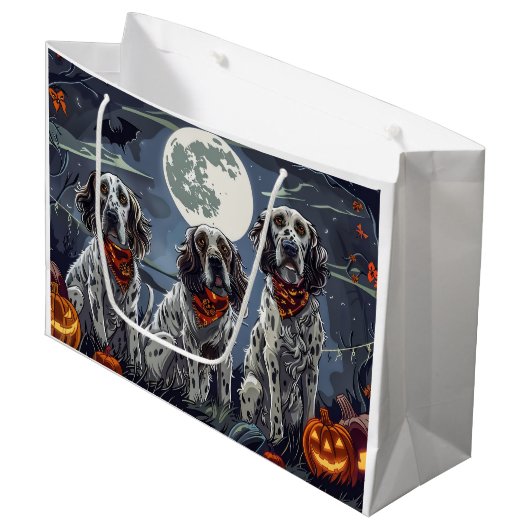 English Setter Halloween Spooky Große Geschenktüte (Vorderseite Schrägansicht)