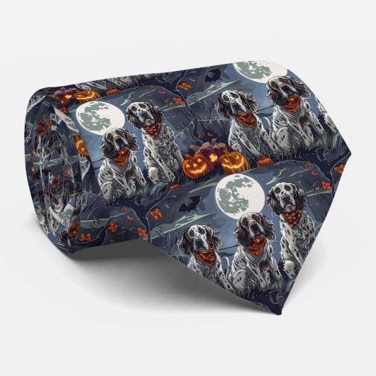 English Setter Halloween Spooky Krawatte (Gerollt)