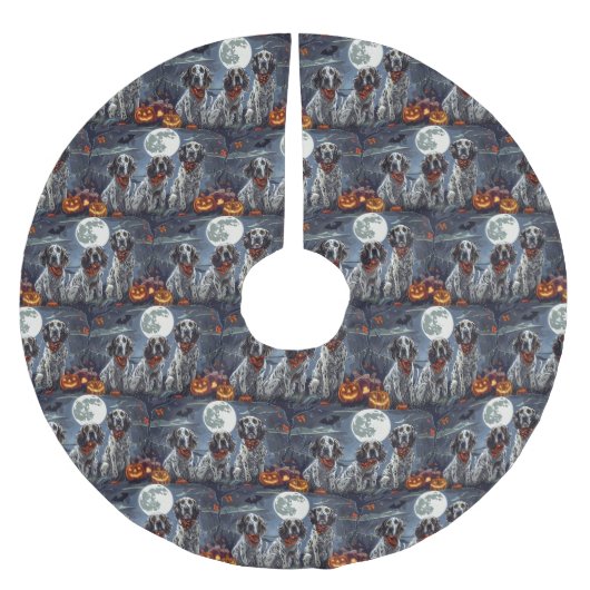 English Setter Halloween Spooky Polyester Weihnachtsbaumdecke (Vorderseite)