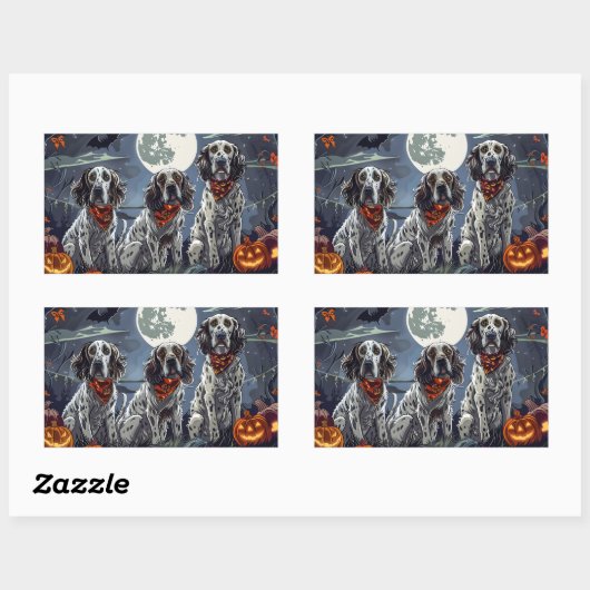 English Setter Halloween Spooky Rechteckiger Aufkleber (Blatt)