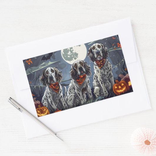 English Setter Halloween Spooky Rechteckiger Aufkleber (Umschlag)