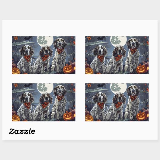 English Setter Halloween Spooky Rechteckiger Aufkleber (Blatt)