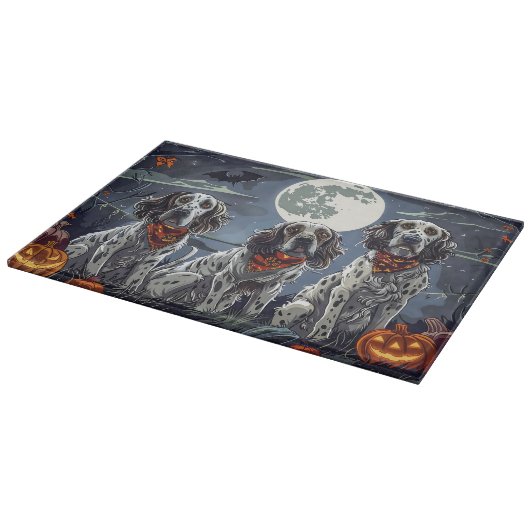 English Setter Halloween Spooky Schneidebrett (Ecke)