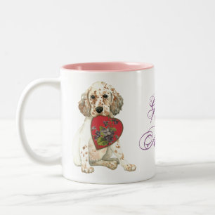 English Setter Heart Mama Zweifarbige Tasse