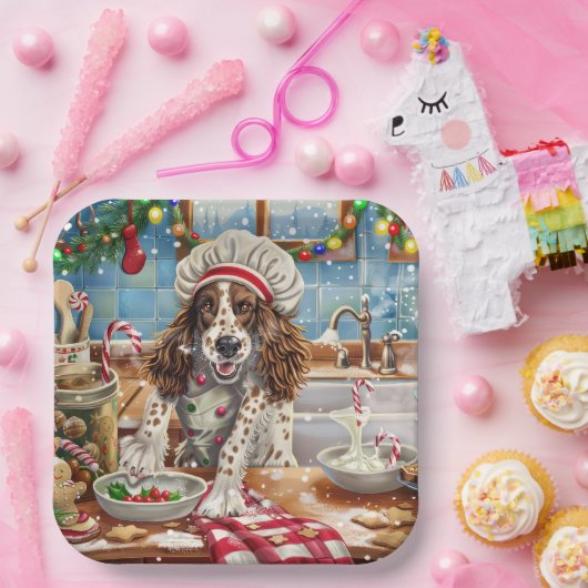 English Setter Holiday Baking: Festliche Weihnacht Pappteller (Party)