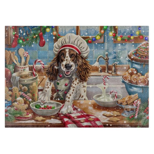 English Setter Holiday Baking: Festliche Weihnacht Schneidebrett (Vorderseite)