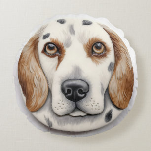 English Setter Hund 3D Inspiriert Rundes Kissen