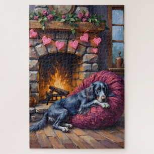 English Setter Hund Gemütliche Feuerstelle Feenlic Puzzle