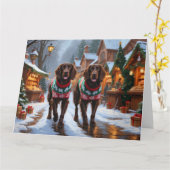 English Setter Hunde Weihnachtsschnee Urlaub Karte (Gelbe Blume)