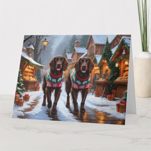 English Setter Hunde Weihnachtsschnee Urlaub Karte (Vorderseite)