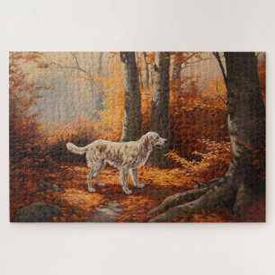 English Setter im Herbstlaubfall inspiriert Puzzle