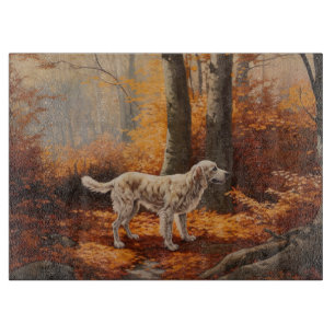 English Setter im Herbstlaubfall inspiriert Schneidebrett