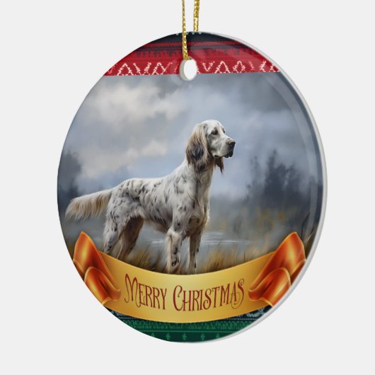 English Setter Keramik Ornament (Links)