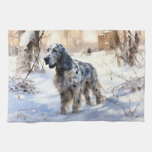 English Setter Lass es schneien Weihnachten Geschirrtuch
