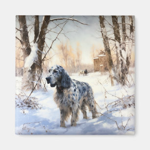 English Setter Lass es schneien Weihnachten Magnet