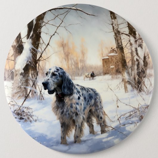 English Setter Let It Snow Weihnachten Button (Vorderseite)
